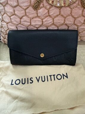 Authentic Louis Vuitton Empreinte Leather Long Wallet in Black 🖤